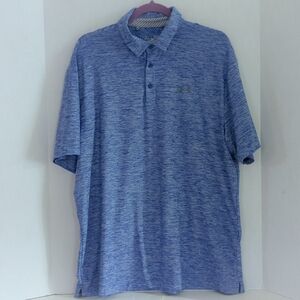 Under Armour Blue & White Marled Loose Fit Heat Gear Polo Shirt Size XL
